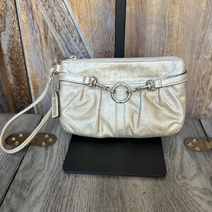 Coach Vintage Metallic Pleaded Wristlet Wallet with Original Coach Tag